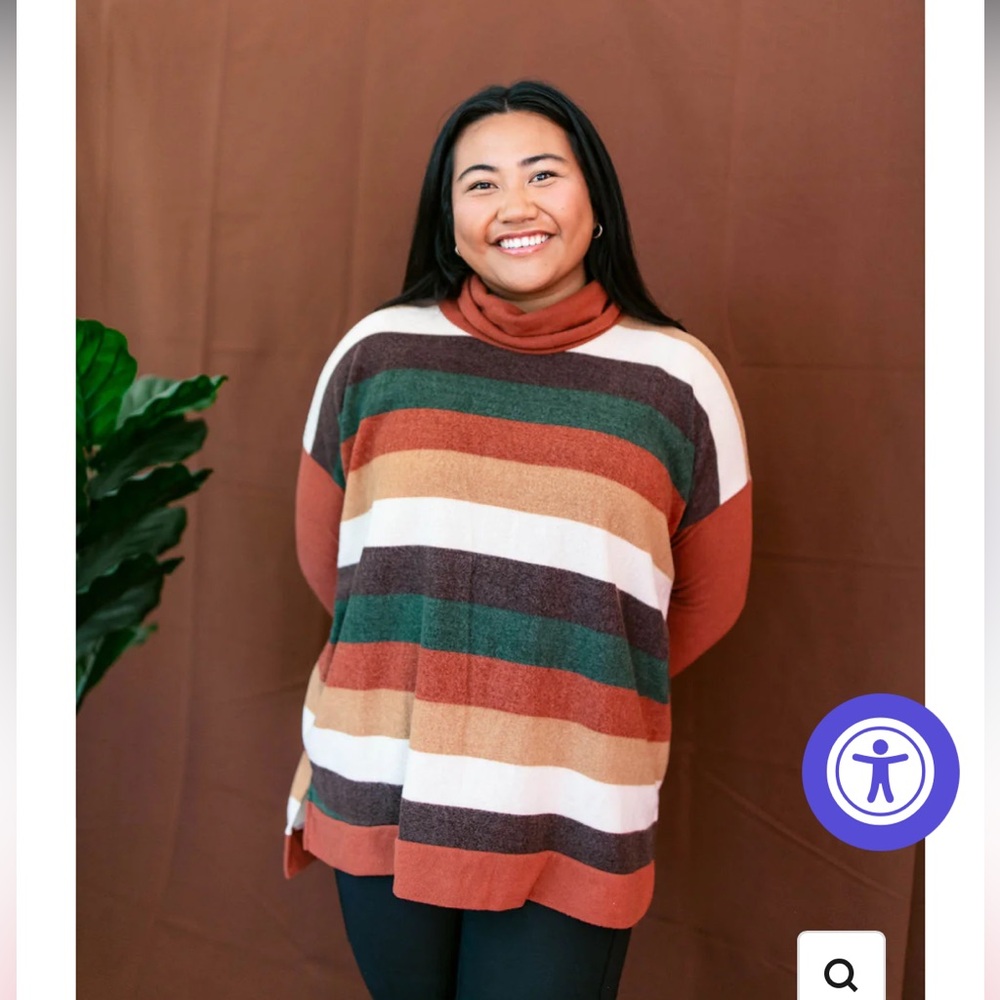 Funnel Neck Sweater Top Fall Colors